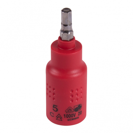 Насадка (бита) торцевая диэлектрическая 3/8", HEX, 5 мм, L = 65 мм KING TONY 3025VE05