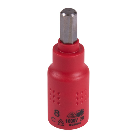 Насадка (бита) торцевая диэлектрическая 3/8", HEX, 8 мм, L = 65 мм KING TONY 3025VE08