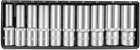 S04HD411S Набор головок торцевых глубоких 1/2"DR, 10-24 мм, 11 предметов