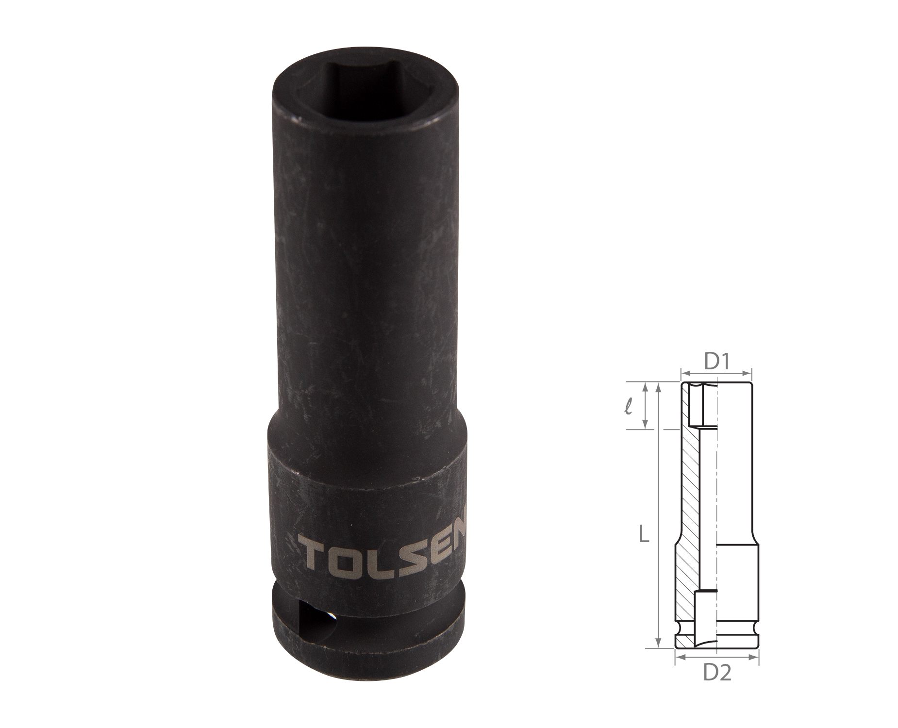 Головка торцевая ударная глубокая шестигранная 1/2", 13 мм TOLSEN TT18263