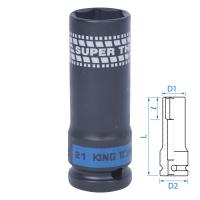 Головка торцевая ударная глубокая 1/2", 21 мм, тонкостенная KING TONY 441521M