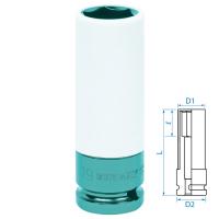 Головка торцевая ударная глубокая 1/2", 19 мм, тонкостенная, пластиковая защита KING TONY 494519MX