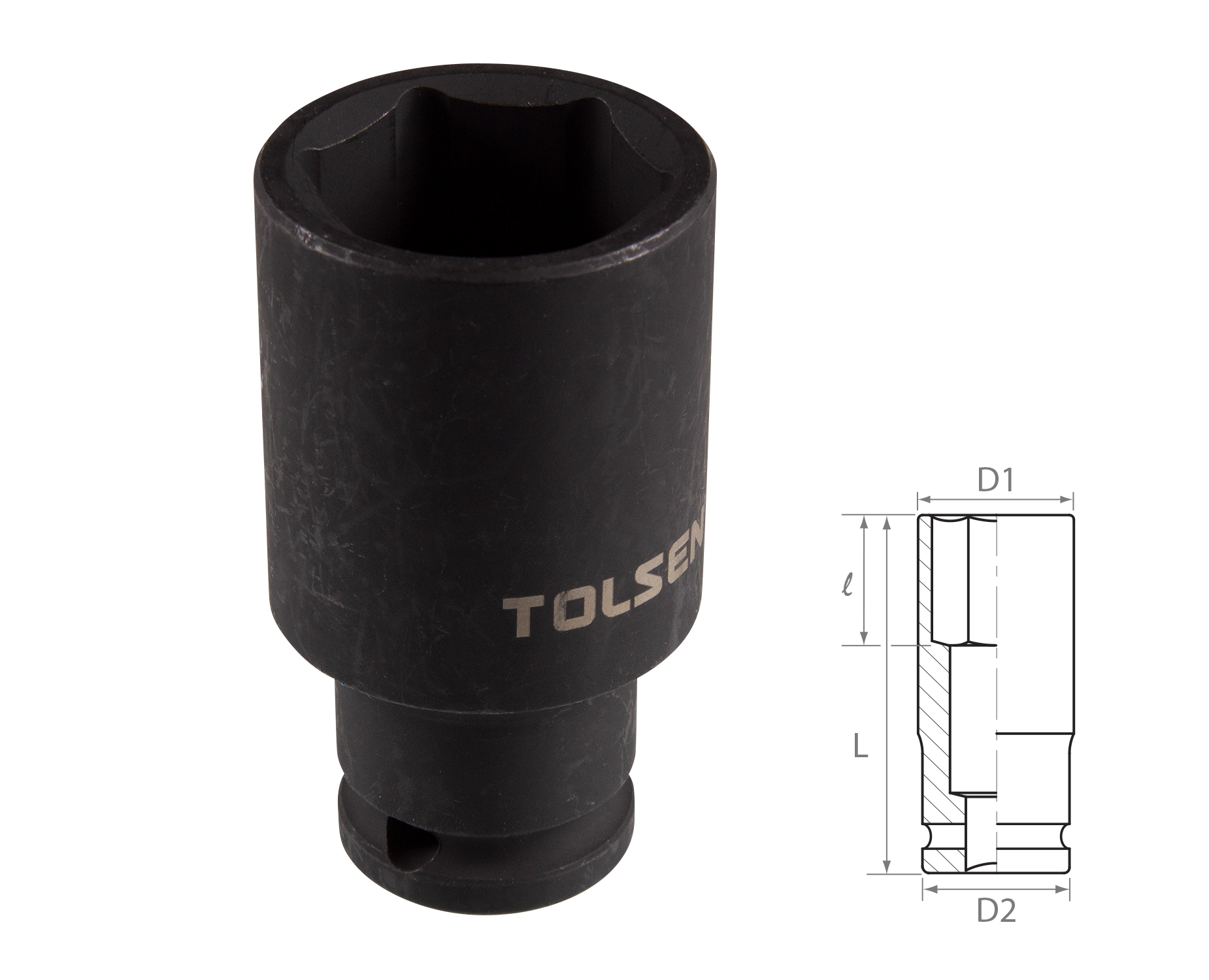Головка торцевая ударная глубокая шестигранная 1/2", 32 мм TOLSEN TT18282