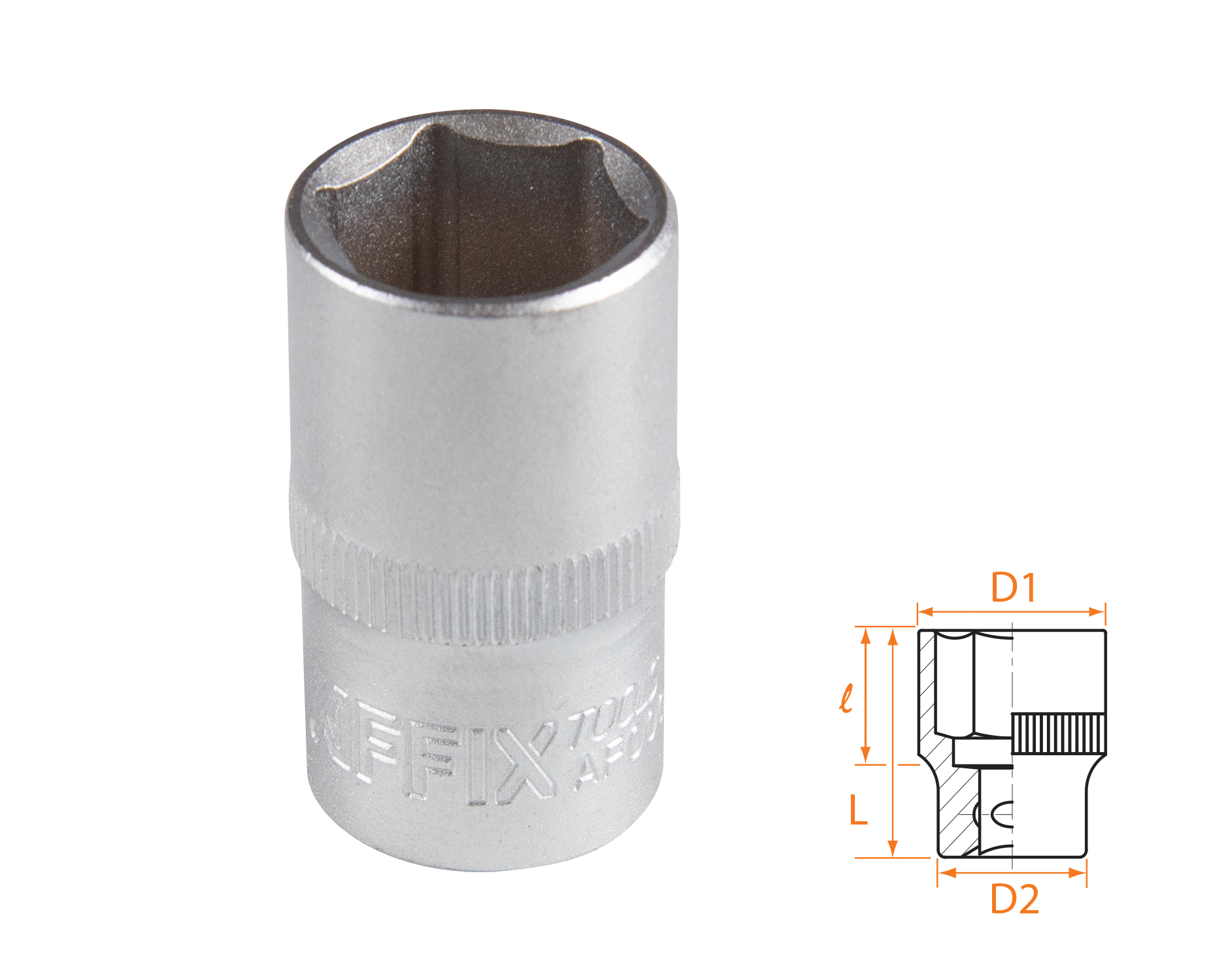 Головка торцевая стандартная шестигранная 1/2", 16 мм AFFIX AF00040016