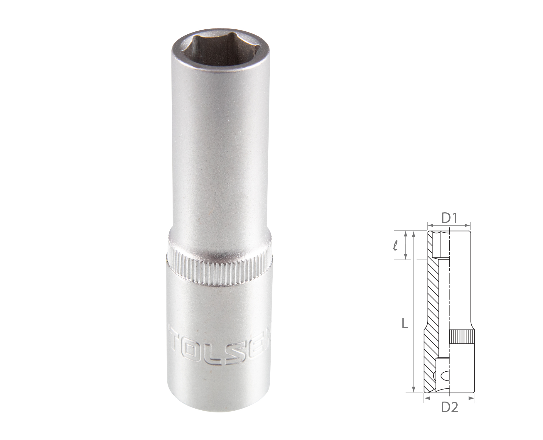 Головка торцевая глубокая шестигранная 1/2", 14 мм TOLSEN TT16564