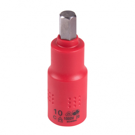 Насадка (бита) торцевая диэлектрическая 1/2", HEX, 10 мм, L = 75 мм KING TONY 4025VE10