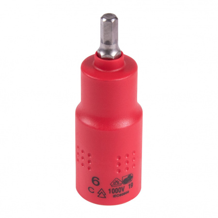 Насадка (бита) торцевая диэлектрическая 1/2", HEX, 6 мм, L = 75 мм KING TONY 4025VE06