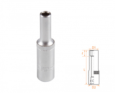 Головка торцевая глубокая шестигранная 1/4", 4,5 мм AFFIX AF00120045