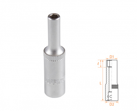 Головка торцевая глубокая шестигранная 1/4", 04 мм AFFIX AF00120004