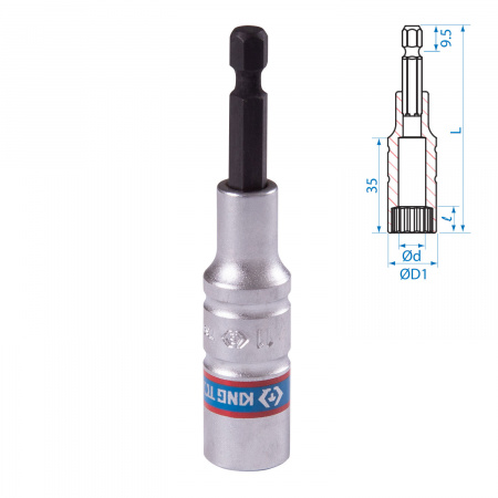 Головка для шуруповерта двенадцатигранная 1/4", 11 мм, L = 80 мм KING TONY 76B811M