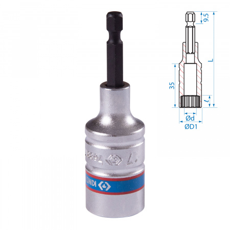 Головка для шуруповерта двенадцатигранная 1/4", 17 мм, L = 80 мм KING TONY 76B817M