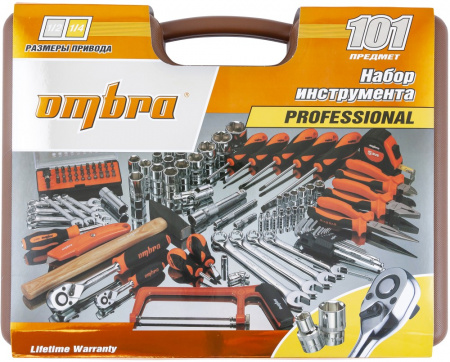 OMT101S Набор инструмента универсальный 1/4", 1/2"DR, 101 предмет