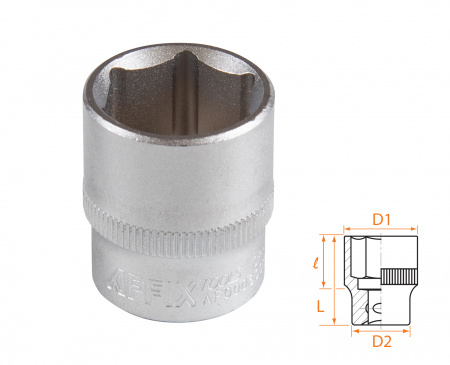 Головка торцевая стандартная шестигранная 3/8", 19 мм AFFIX AF00030019