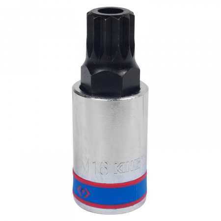 Насадка (бита) торцевая 1/2", Spline, M16, L = 66 мм, с отверстием KING TONY 402B16