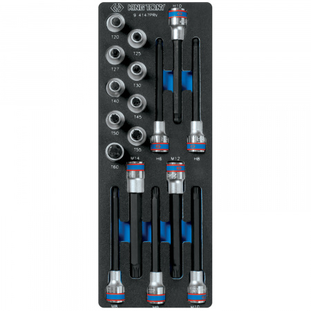 Набор насадок Hex, Torx и Spline, ложемент, 17 предметов KING TONY 9-4147PRV