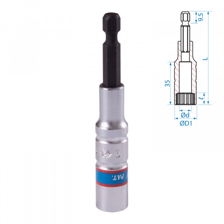 Головка для шуруповерта двенадцатигранная 1/4", 9 мм, L = 80 мм KING TONY 76B809M