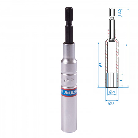 Головка для шуруповерта шестигранная 1/4", 8 мм, L = 110 мм KING TONY 76C1108M