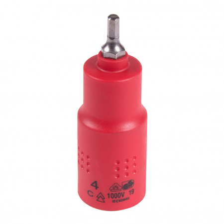 Насадка (бита) торцевая диэлектрическая 1/2", HEX, 4 мм, L = 75 мм KING TONY 4025VE04