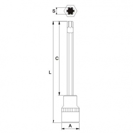 JTC Бита-головка 1/2" TORX T40х200мм длинная JTC