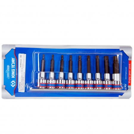 Набор торцевых насадок 1/2", Torx, Т20-Т60 мм, L = 80 мм, 9 предметов  KING TONY 4119PR10