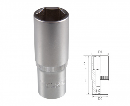 Головка торцевая глубокая шестигранная 1/2", 19 мм TOLSEN TT16569