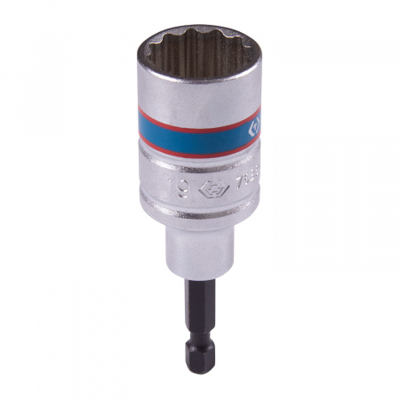 Головка для шуруповерта двенадцатигранная 1/4", 19 мм, L = 80 мм KING TONY 76B819M