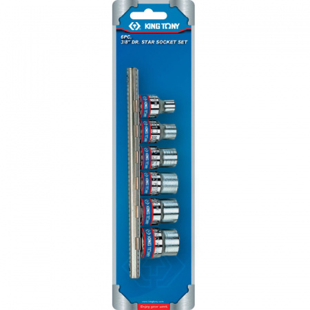 Набор торцевых головок 3/8", TORX Е-стандарт, E8-E18, 6 предметов KING TONY 3106PR
