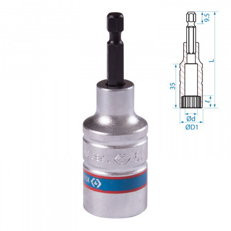 Головка для шуруповерта двенадцатигранная 1/4", 19 мм, L = 80 мм KING TONY 76B819M
