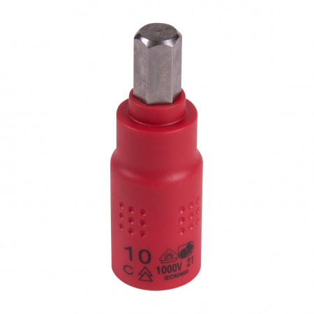 Насадка (бита) торцевая диэлектрическая 3/8", HEX, 10 мм, L = 65 мм KING TONY 3025VE10