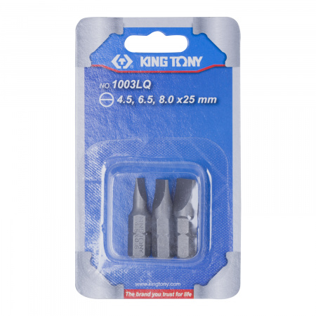 Набор вставок (бит) 1/4", шлицевые, 4,5х0,6, 6,5х1,2, 8,0х1,2, 3 предмета KING TONY 1003LQ