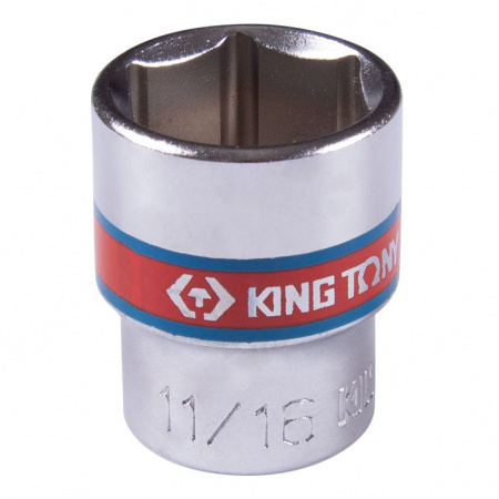 Головка торцевая стандартная шестигранная 3/8", 11/16", дюймовая KING TONY 333522S